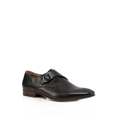 Black punched monk strap shoes